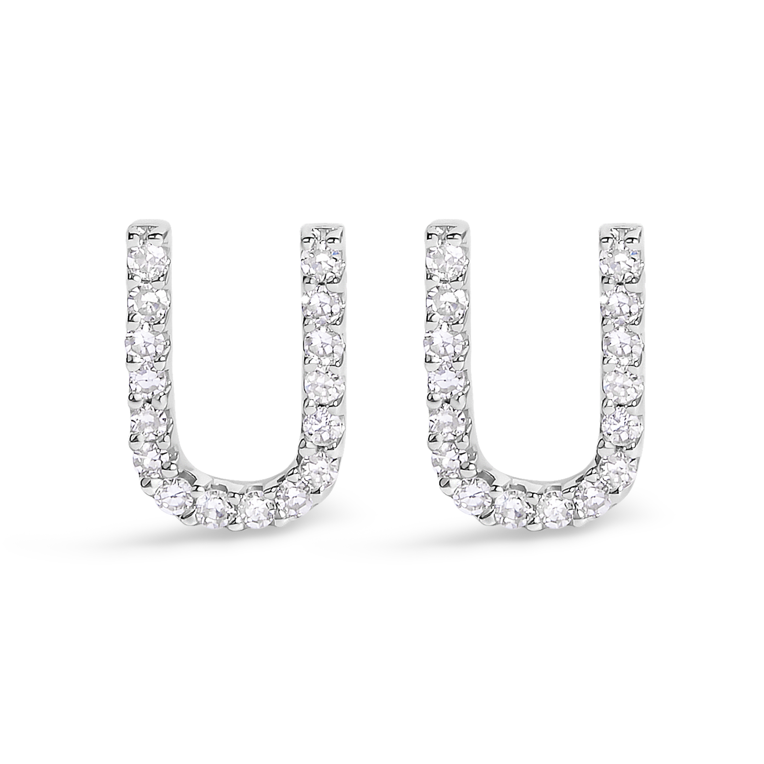10k White Gold 1/10 Cttw Diamond 'U' Initial